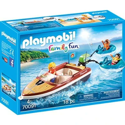 Afbeelding van Playmobil Boot met Zwemboeien en Vakantiegangers 70091