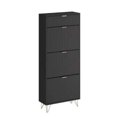 Afbeelding van Vicco Helge Schoenenkast 60 x 145 cm 3 compartimenten Zwart