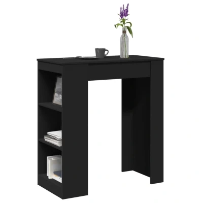 Afbeelding van vidaXL Bartafel met rekken 95x47x103,5 cm bewerkt hout zwart