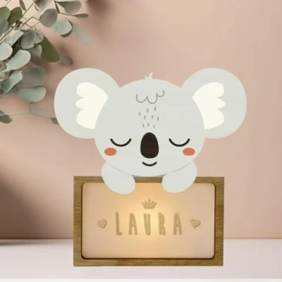 Afbeelding van WONDEE gepersonaliseerde lamp met naam Koala nachtlampje voor kinderen, cadeau pasgeborenen, mannelijke en vrouwelijke meisjes, ideeën baby&#039;s 0 1 2 3 4