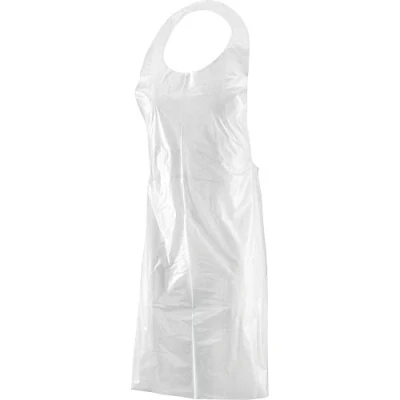 Afbeelding van RISTOHOUSE 100 stuks witte wegwerpschorten van polyethyleen, waterdicht, ideaal voor het wassen, Wit.