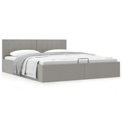 Afbeelding van vidaXL Bedframe met hydraulische opslag stof lichtgrijs 160x200 cm