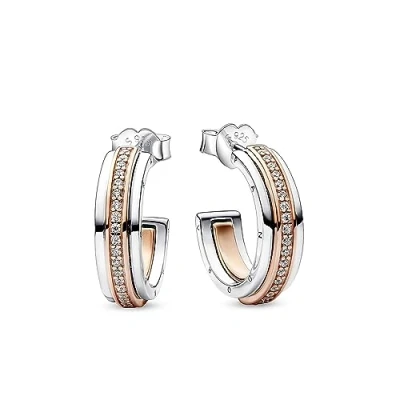 Afbeelding van Pandora Signature Dames Oorbellen Gouden plating;Zilver RoségoudkleurigZilverkleurig