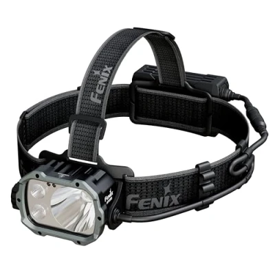Afbeelding van fenix HP35R Ultra krachtige oplaadbare hoofdlamp 4000 lumen 450 m maximaal 500 uur comfortabele brede hoofdband 10.000 mAh batterij met verlengkabel rood achterlicht
