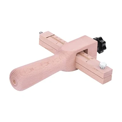 Afbeelding van 1 stuk lederen verstelbare houten band snijgereedschap riem cutter snijden DIY gereedschap met 5 messen, originele houtkleur