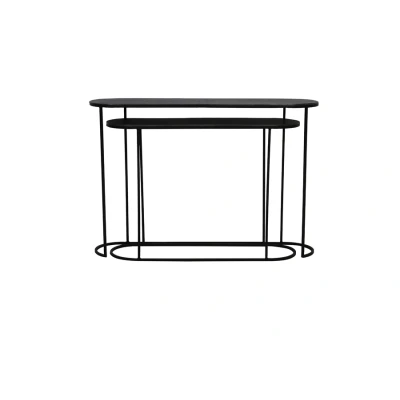Afbeelding van Bocov sidetable antiek lood/zwart set van 2
