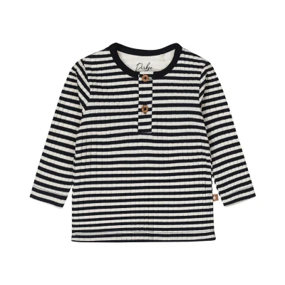 Afbeelding van Dirkje BIO Katoen Shirt Navy Met streepje opasluiting Maat 62