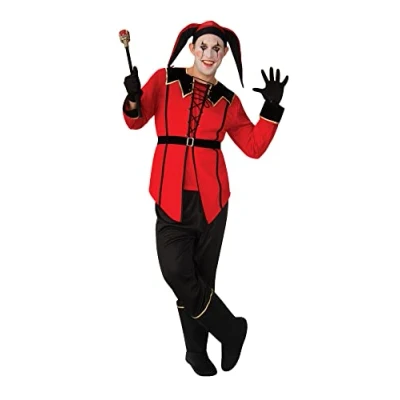 Afbeelding van Bristol Novelty Jester Standard AF116STD herenkostuum, rood, zwart