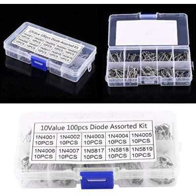 Afbeelding van 100 stuks 10 waarden assortiment elektronische set 1N4001 1N4007 1N5817 1N5819 diode gelijkrichter voor professionals