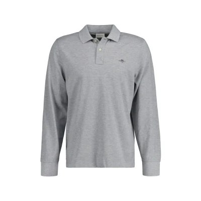 Afbeelding van Gant polo shirt heren normale fit grijs effen katoen 2 knoops 50