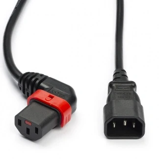 Afbeelding van ACT AK5272 230V Stroomkabel C14/C13 (Haaks Links) Lockable Zwart 3 meter