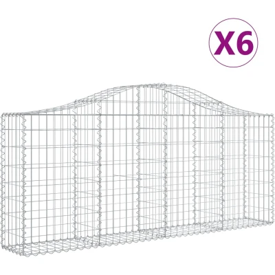 Afbeelding van VidaXL Schanskorven 6 st gewelfd 200x30x80/100 cm gegalvaniseerd ijzer