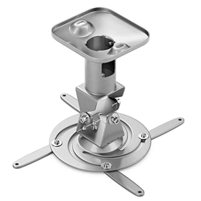 Afbeelding van Universele Beamer Projector Plafondbevestiging Kantelbaar 360 Draaibaar tot 15kg Afstand het Plafond 215mm Kabelgeleider Zilver