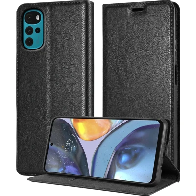 Afbeelding van Cadorabo Hoesje geschikt voor Motorola MOTO G22 in ZWARTE NACHT Beschermhoes met magnetische sluiting, standfunctie en kaartvakje Book Case Cover Etui