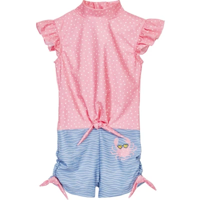Afbeelding van Playshoes UV badpak voor meisjes Krab Roze/Lichtblauw maat 86 92cm