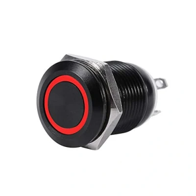 Afbeelding van Auto LED Knop Schakelaar 12V 2A 12mm Moment Licht Aan/Uit Drukknop (Rood) Tijdelijke