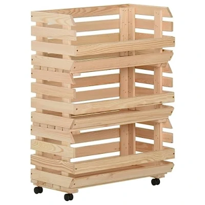 Afbeelding van vidaXL Groentewagen, 57 x 30 80 cm, massief grenenhout