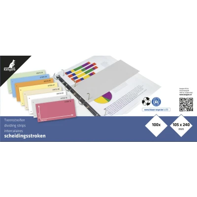 Afbeelding van Kangaro 07070 03 Scheidingsstrook 2 Gaats 105X240Mm 180G Rc Blauw