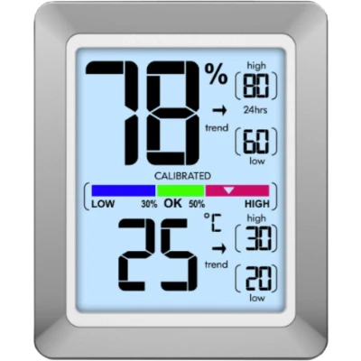 Afbeelding van Technoline WS 9460 modern binnenklimaatstation met weergave van temperatuur en vochtigheid in chroom / wit