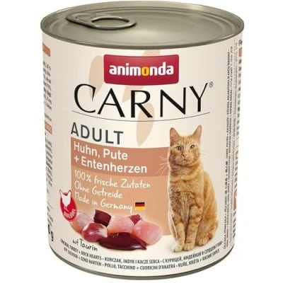 Afbeelding van 6x800g Adult Kip, Kalkoen &amp; Eendenharten Animonda Carny Kattenvoer
