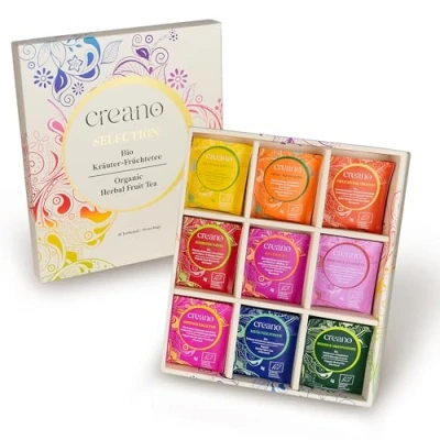 Afbeelding van Creano biologische fruitinfusie, geschenkdoos, 45 theezakjes in 9 prachtige soorten, 90 g