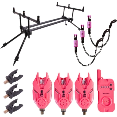 Afbeelding van Ultimate E Tension Pink Bite Alarm/Rodpod Set Karperset