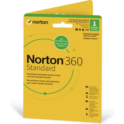 Afbeelding van NortonLifeLock Norton 360 Standard Nederlands, Frans Basislicentie 1 licentie(s) jaar