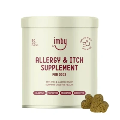 Afbeelding van Imby &quot;Allergie &amp; anti jeuk&quot; Honden Supplement Hondenvoeding Immuunsysteem darmgezondheid Hond Hondensnacks 100% Natuurlijke Hondenkoekjes 90 Hondensnoepjes