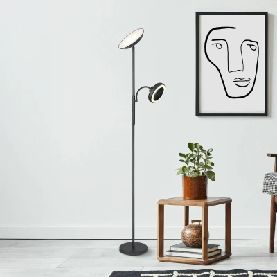 Afbeelding van Globo vloerlamp Davyd zwart metaal 58008
