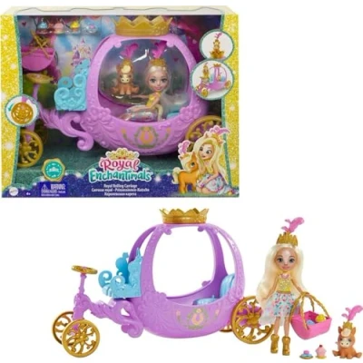 Afbeelding van Enchantimals Royals GYJ16 Pop, koets en pony, mini, dierenfiguur, 7 accessoires, speelgoed voor kinderen