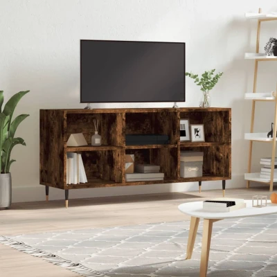Afbeelding van Tv meubel 103,5x30x50 cm bewerkt hout gerookt eikenkleurig
