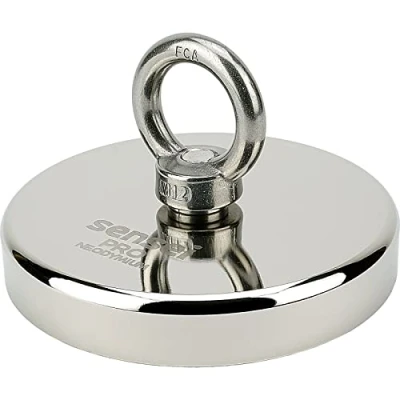 Afbeelding van SENSEI Supersterke neodymium magneet 600 kg N52 met ring Ø 12 x H 2 cm
