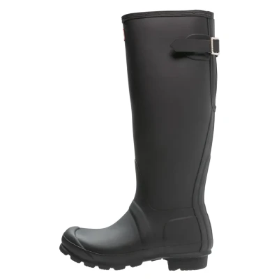 Afbeelding van Hunter Original Womens TALL BACK Adjustable BOOT Vegan Regenlaarzen, Dames, Maat: 37, Black Natuurrubber