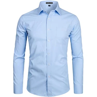 Afbeelding van PARKLEES Herenhemd met lange mouwen, slim fit, vrijetijdshemd, werk, bruiloft, inclusief, Blauw