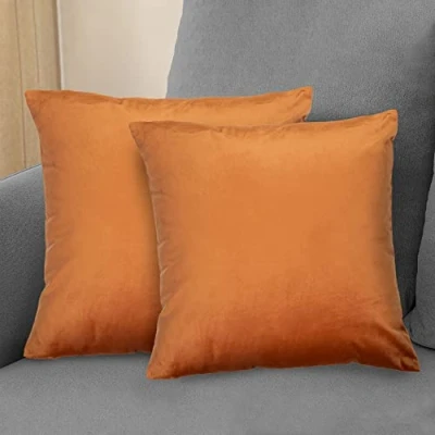 Afbeelding van Komfortec Set van 2 fluwelen decoratieve kussenslopen 40 x cm met ritssluiting voor slaapkamer oranje