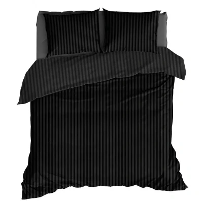 Afbeelding van Dekbedovertrek Satin Dor Satijnstreep Zwart 240x220 cm (Zwart)