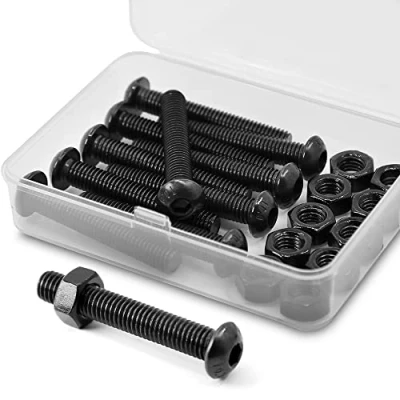 Afbeelding van (10 set) M8 x 50 mm lenskopschroeven met binnenzeskant en moeren volledige schroefdraad van koolstofstaal 10,9 (zwart)