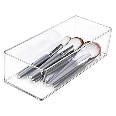 Afbeelding van JessLab Lade Organizer, 1 vak Acryl Make up Organizer Cosmetische Opslag Sieraden Display voor Kantoor Kledingkast Badkamer Ijdelheid Aanrecht Transparant,