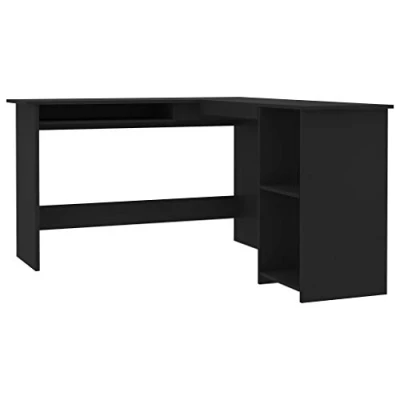 Afbeelding van Hoekbureau L vormig 120x140x75 cm bewerkt hout zwart