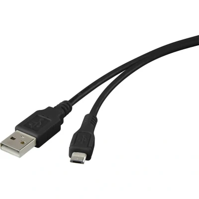 Afbeelding van Renkforce USB kabel 2.0 A stekker, micro B stekker 1.00 m Zwart Vergulde steekcontacten RF 4316220
