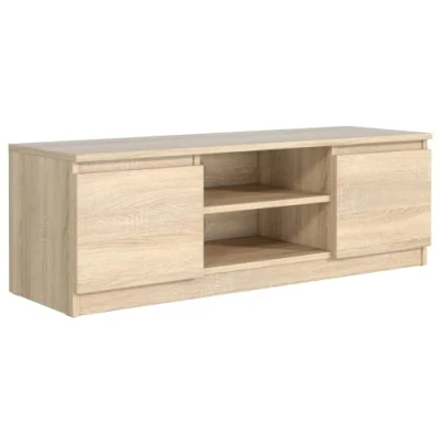 Afbeelding van TV kast Sonoma eiken mat met 2 planken en deuren, 160 cm, Tele, lage om op de vloer neer te zetten, woonkamermeubels