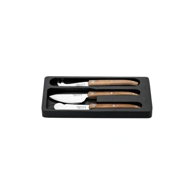 Afbeelding van Laguiole Style De Vie Innovation Line Kaasmes Set Van 3 Lichtbruin