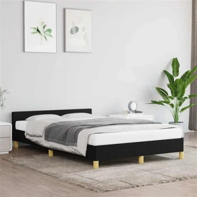 Afbeelding van Bedframe met hoofdeinde stof zwart 120x200 cm