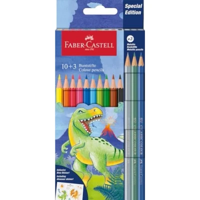 Afbeelding van Kleurpotlood Faber Castell Dino 10 Classic Colour 3 metallic kleuren