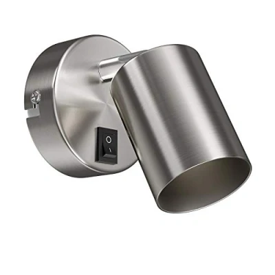 Afbeelding van ledscom.de Wandlamp WAIKA, schakelaar, roestvrij staal, mat, rond, 1 x GU10 max. 60 W, wandlamp, wandspot, leeslamp, bedlamp, leeslamp
