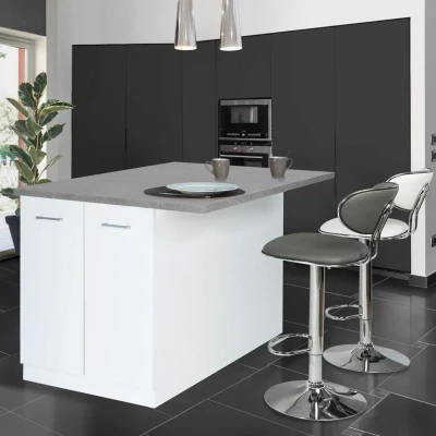 Image de Ilot central IVO 120 cm blanc avec plan de travail effet béton