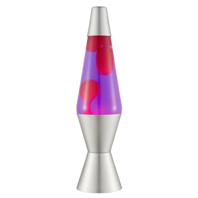 Image de LAVA® lampada Lava 2121, cera rosa, liquido viola, base e cappuccio argento, di movimento originale marca da 14,5 pollici
