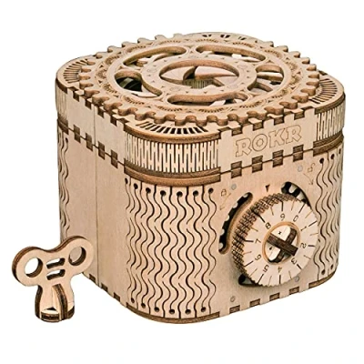 Afbeelding van ROBOTIME ROKR Treasure Box houten Schatkist Modelbouw 3D puzzel