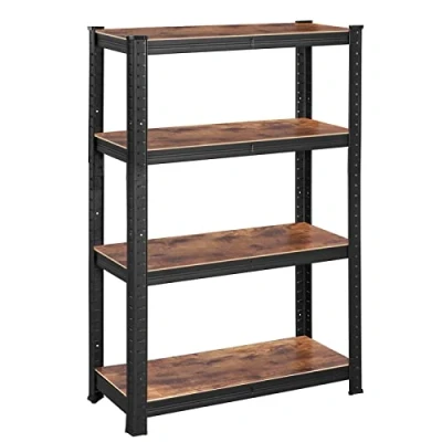 Afbeelding van SONGMICS Set van 2 opbergrekken met 4 niveaus, 40 x 80 160 cm, capaciteit 520 kg, verstelbare planken, industriële stijl, voor keuken, woonkamer, rustiek bruin en zwart GLR044B12