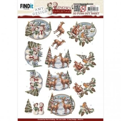 Afbeelding van 3D Push Out Amy Design Snowy Christmas Snowman
